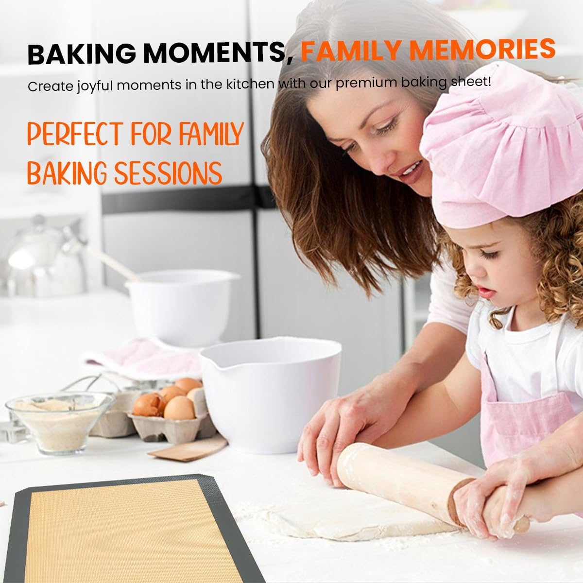 Skiennix Silicone Baking Mats - Non-Stick, Reusable Half Sheet for Cookies & Pastries | 4 Pack
