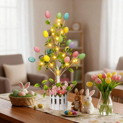 Glooglitter 24-Inch Tall Lighted Easter Egg Tree - LED Indoor Table Decoration for Spring Celebrations