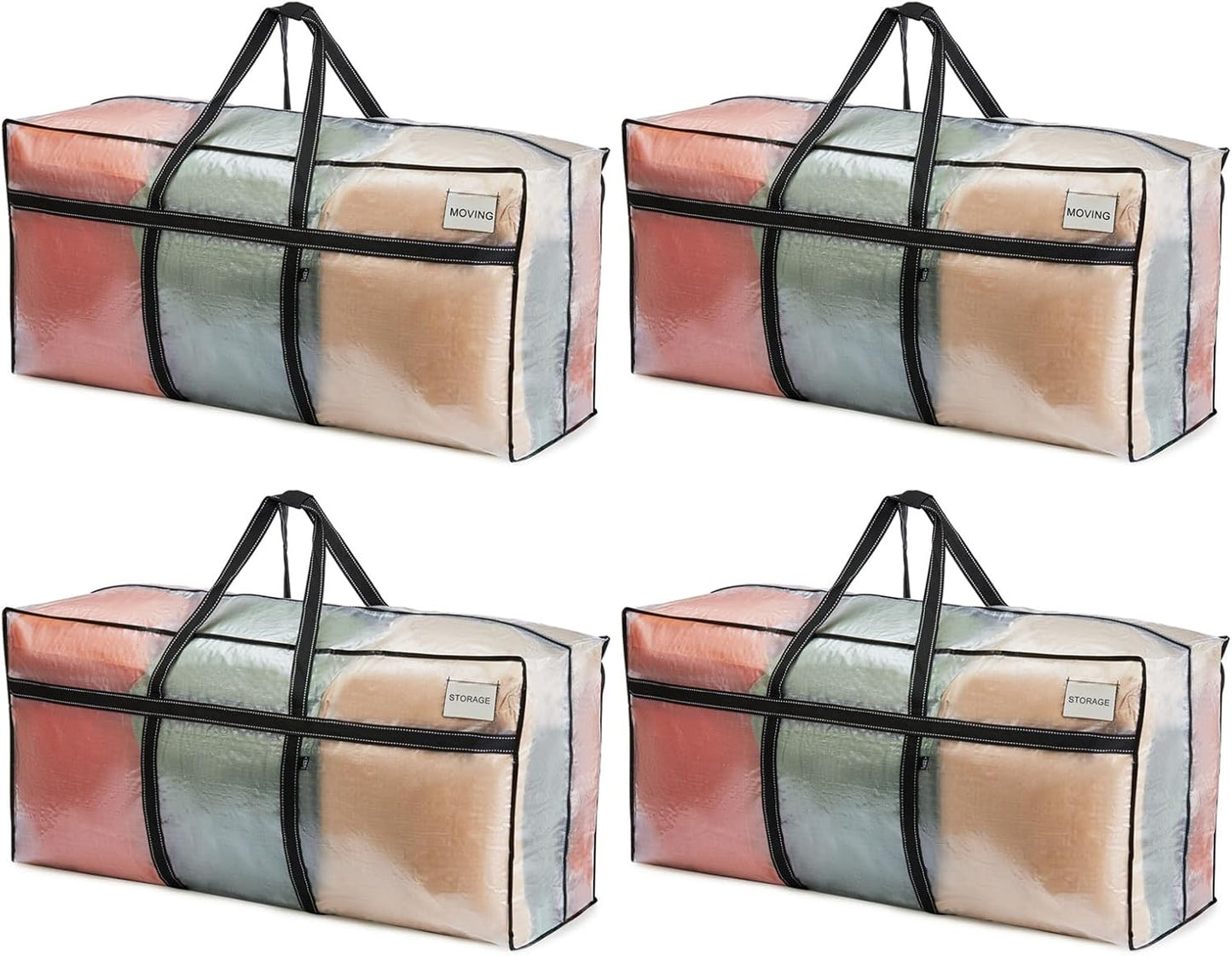 VENO Extra Large Moving Bags - Heavy Duty Storage Solution for College & Christmas Tree | 4 Pack, Clear