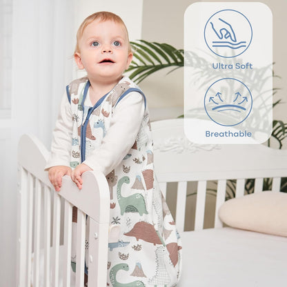 Yoofoss Baby Sleep Sack - 100% Organic Cotton Wearable Blanket | 2-Way Zipper, 0.5 TOG, 3 Pack (0-6 Months)