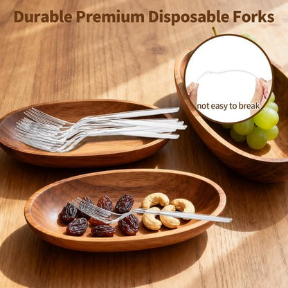 Bosizhang 180 Count Extra Heavy Duty Clear Plastic Forks, 7.1" Solid and Durable Disposable Plastic Forks Bulk, BPA-Free & Heat Resistant, Plastic Utensils for Parties, Events and Daily Use