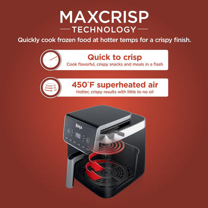 Ninja XL Air Fryer - 6.5 QT Capacity | 6-in-1 Cooking Functions | Nonstick Basket & Recipe Guide | Grey | AF181