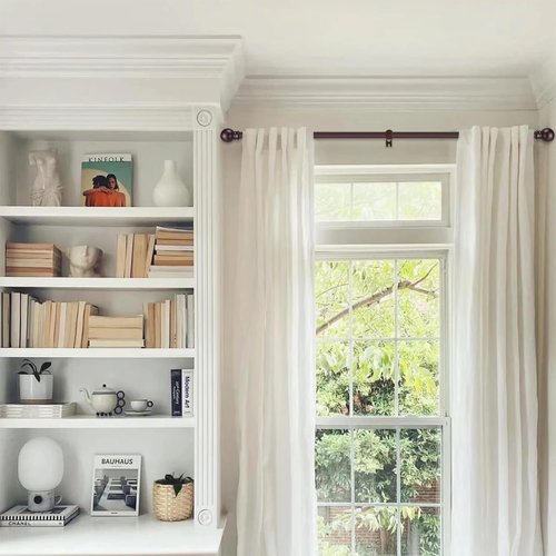 GXOACKJ Heavy Duty Metal Curtain Rod Set - 2 Pack Brown Rods for Windows 32 to 62 Inches