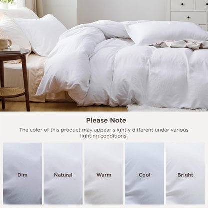 Bedsure Bright White Duvet Cover King Size - 3 Pieces Prewashed Cotton-Like Polyester Extra Soft Bedding Set, Includes 1 Duvet Cover 104x90 Inches with Zipper Closure & 2 Pillow Shams, No Comforter