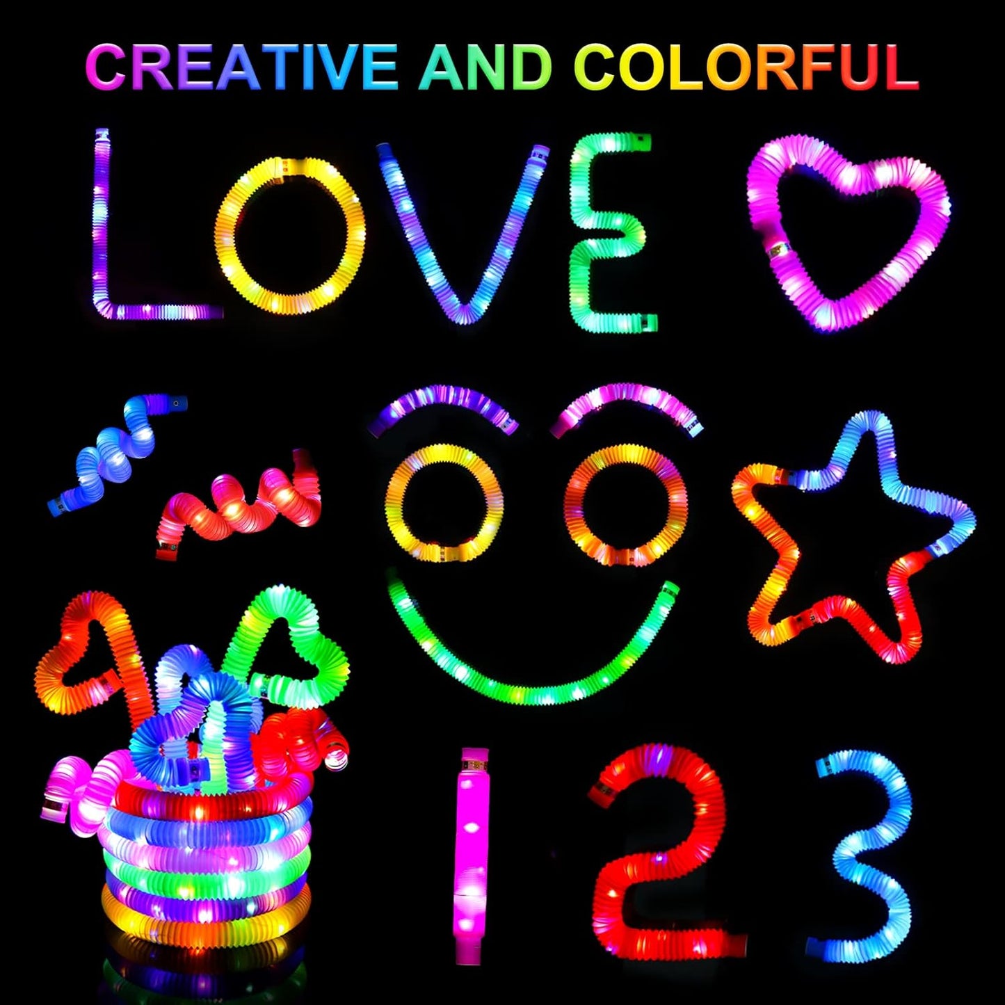 UrChoice Glow Sticks - 8PCS LED Pop Tubes | Colorful Glow Necklaces & Bracelets for Parties & Camping
