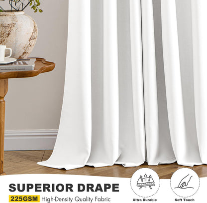 MIULEE Blackout Curtains - Thermal Insulated Room Darkening Drapes, Pure White, 63 Inches Long, 2 Panels