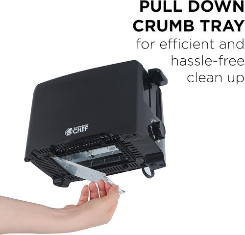 Commercial Chef 2-Slice Toaster - Extra Wide Slots & 6 Shade Settings - Cool Touch Housing, Black