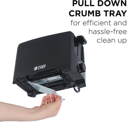 Commercial Chef 2-Slice Toaster - Extra Wide Slots & 6 Shade Settings - Cool Touch Housing, Black