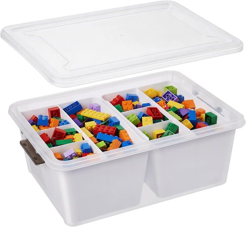 MACOPRO Plastic Storage Box - Clear Craft Organizer with Removable Tray for Beads & Tools | White, 1 Pack