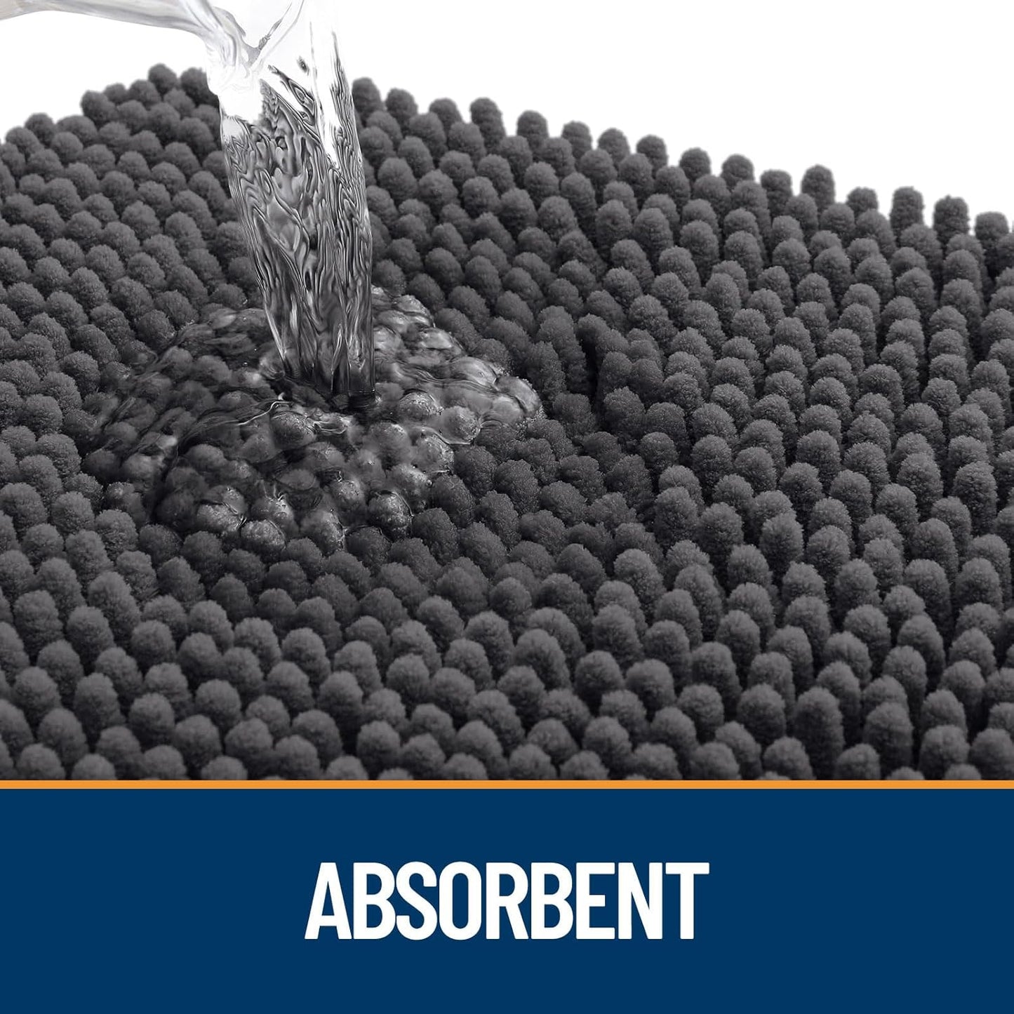 OLANLY Dog Door Mat - Absorbent Non-Slip Mud Mat for Paws | Quick Dry Chenille, 30x20, Dark Grey