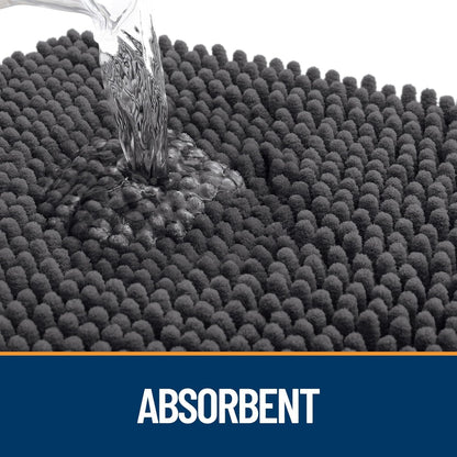 OLANLY Dog Door Mat - Absorbent Non-Slip Mud Mat for Paws | Quick Dry Chenille, 30x20, Dark Grey
