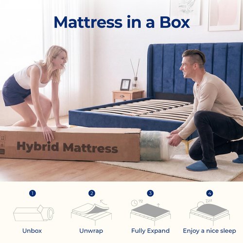 Neo Sleep Queen Size Mattress, 8 Inch Hybrid Comfort & Supportive Mattress in a Box, Cooling Gel Memory Foam and Spring with Pressure Relief, CertiPUR-US Certified