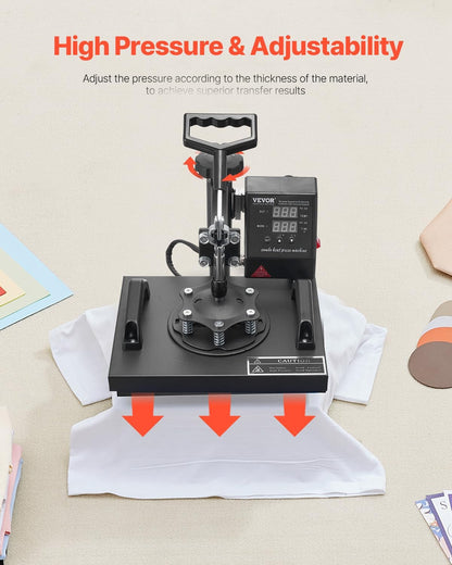 VEVOR Heat Press - 12x10in Clamshell Sublimation Machine with Fast Heat-Up & Digital Temp Control | Ideal for T-Shirts, Bags, & More
