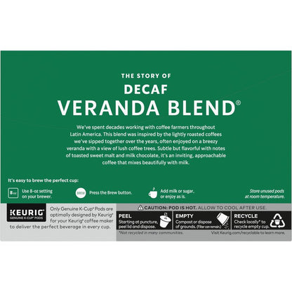 Starbucks K-Cup Coffee Pods, Starbucks Blonde Roast Hot or Iced Coffee, Decaf Veranda Blend, 60 Keurig Pods