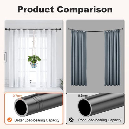 Black Curtain Rods for Windows 36"- 48", Decorative Drapery Rod Adjustable by Splicing, 5/8 inch Small Curtain Rod for Bedroom, Living Room, Kitchen and Outdoors