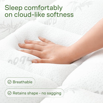 Niagara Sleep Solution Ultra Soft King Size Mattress Topper - Bamboo Viscose Pillow Top for Back Pain Relief | Naturally Cooling, White
