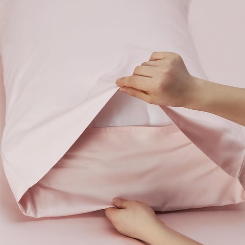 Bedsure Queen Sheet Set - Cooling Bamboo Sheets | Breathable & Soft PureWoven Fabric, Deep Pocket Up to 16 Inches, Pink