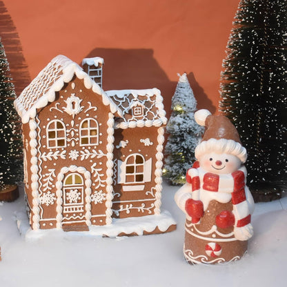 Sheaifun Gingerbread House Decor - LED Lighted Resin Christmas Decoration | 9 x 5 x 10.2 Inch