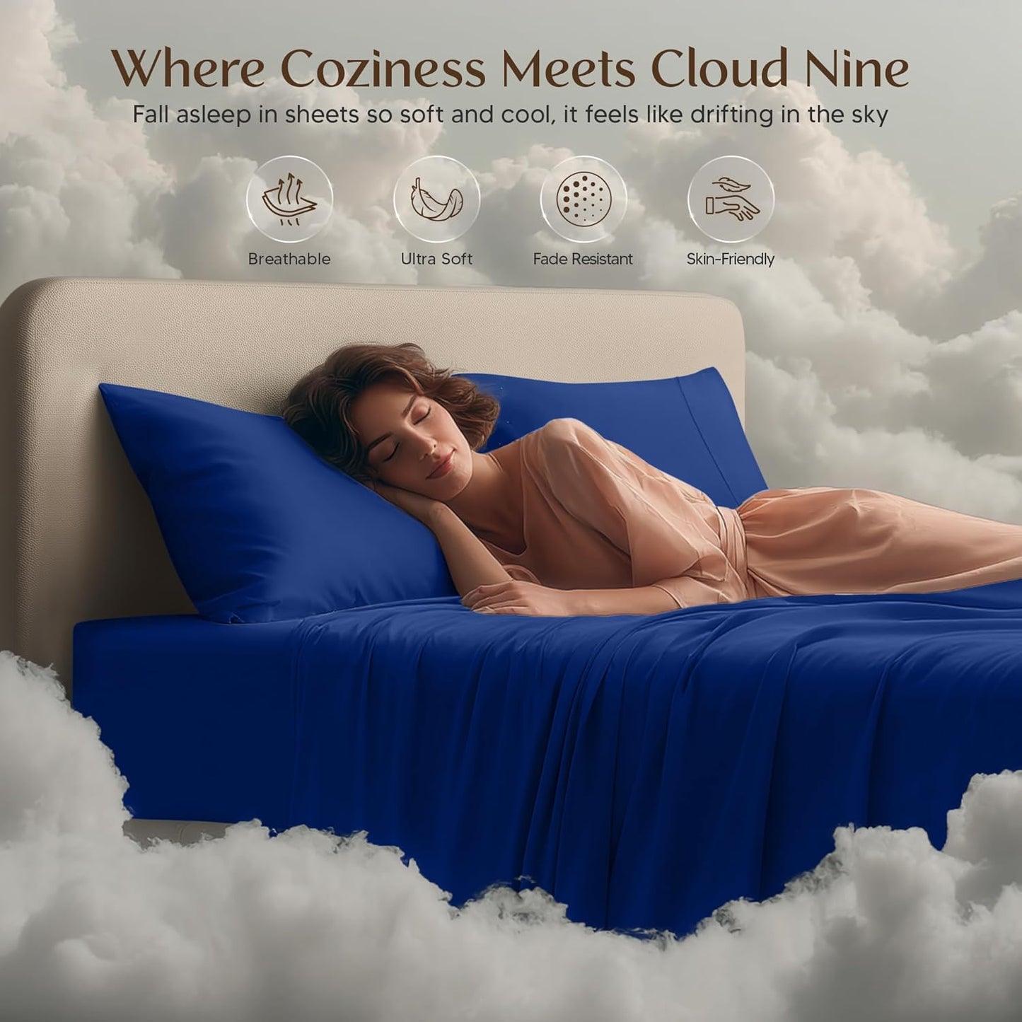 Utopia Bedding Queen Size Sheet Set - Soft, Breathable Microfiber | 4-Piece in Royal Blue