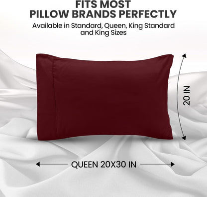 Utopia Bedding Queen Pillow Cases - Soft Brushed Microfiber - 2 Pack, Envelope Closure | 20 x 30 Inches, Burgundy