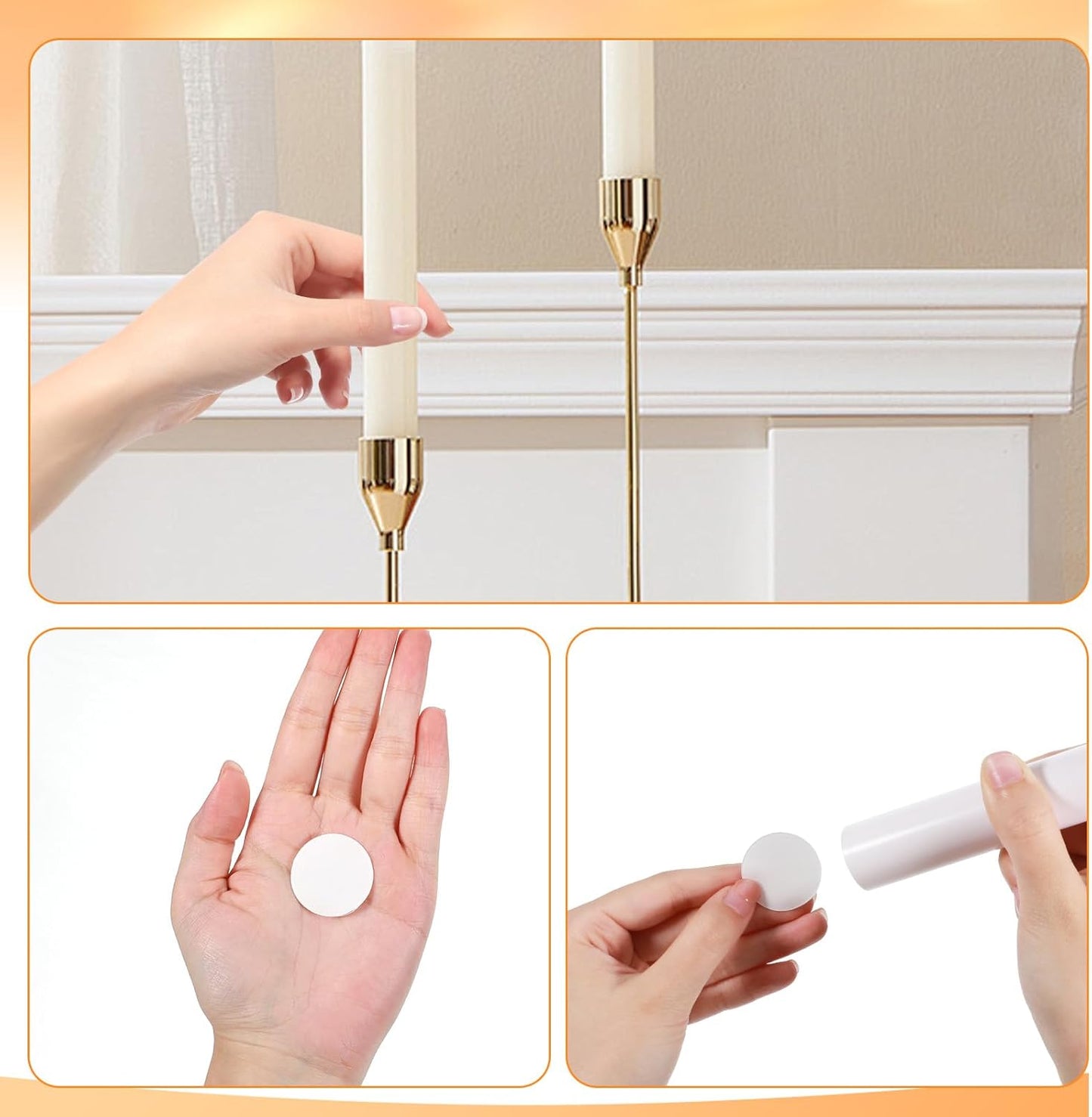 Skiennix Taper Candle Holder Inserts - 20 Pcs Adhesive Grips for Secure Candle Placement | Perfect for Weddings & Holidays