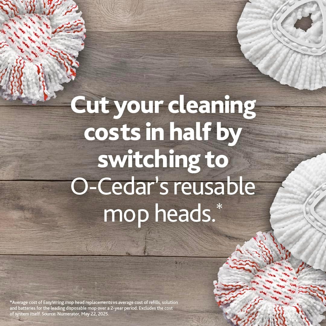 O-Cedar EasyWring Microfiber Spin Mop & Bucket | Efficient Floor Cleaning System with Extra Refill - Red/Gray