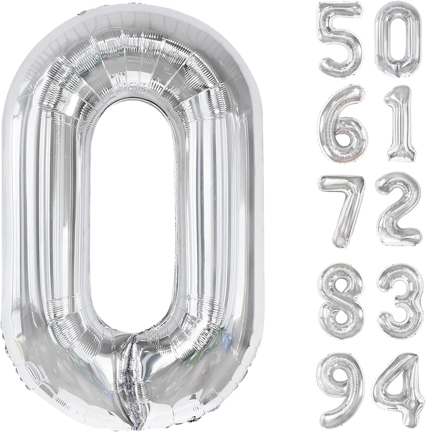 Silver Number Balloon - 40 Inch 0 Balloon for Birthday Decorations | Elegant Silver Party Supplies