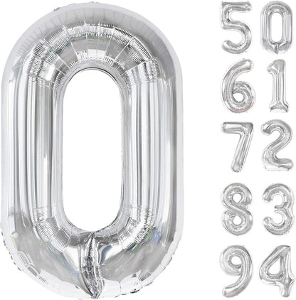 Silver Number Balloons by [Brand Name] - 40 Inch 0 Balloon for Birthday Decorations | Perfect for Any Celebration