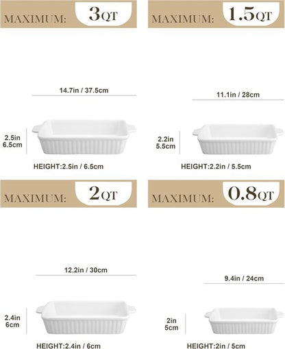 MALACASA Casserole Dishes - 8 oz Oven Safe Ramekins for Baking and Serving