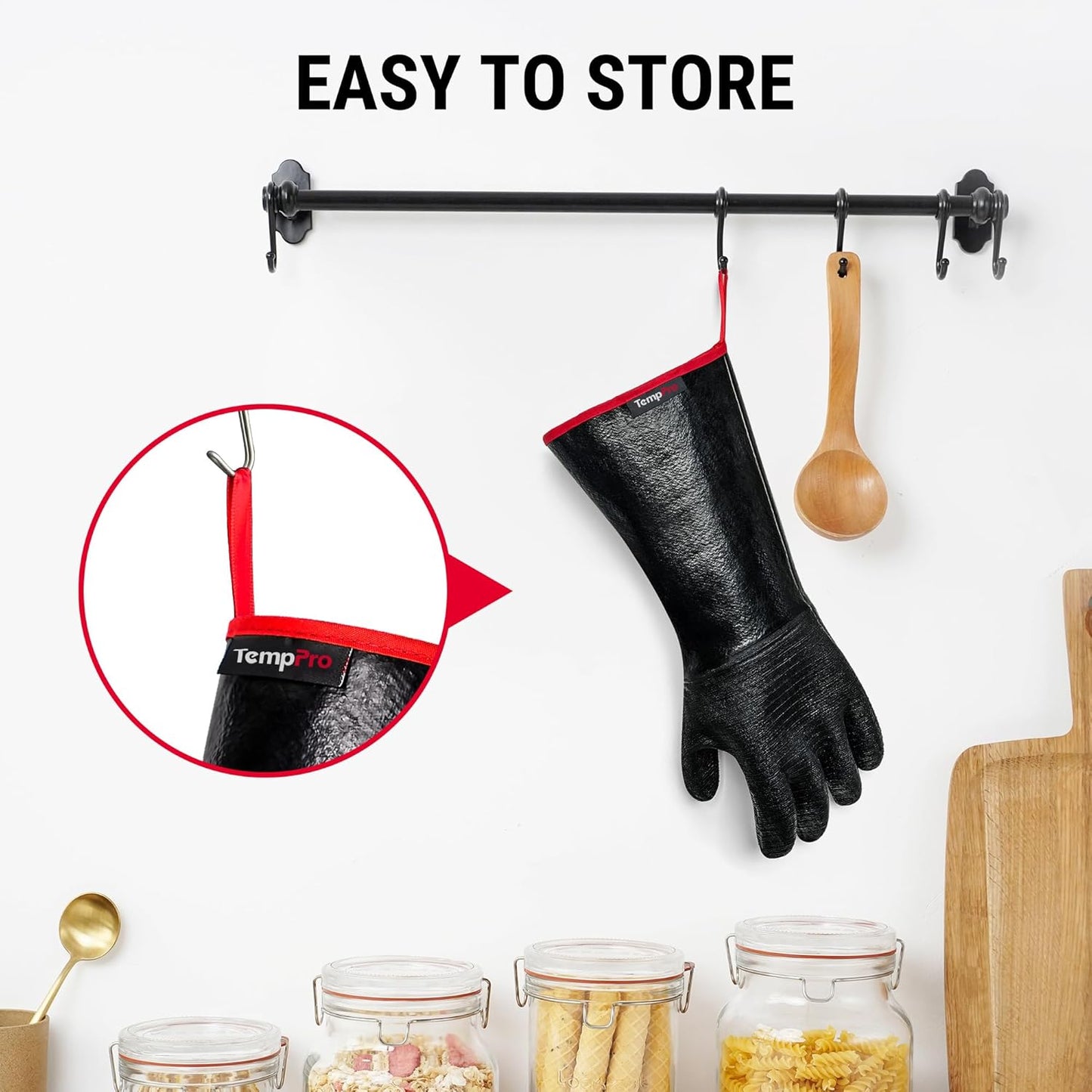 TempPro BBQ Gloves - 932°F Heat Resistant, Waterproof & Slip-Resistant Neoprene | 14" Grill Mitts for Fire Pit & Smoker