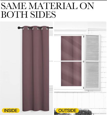 NICETOWN Blackout Curtain Panels - Thermal Insulated Draperies in Dry Rose | 34 x 72 Inches, 1 Pair