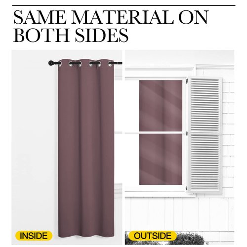 NICETOWN Dry Rose Room Darkening Curtains for Kitchen, Set of 2, 42 inches Wide by 50 inches Long, Window Treatment Thermal Insulated Solid Grommet Room Darkening Curtains/Drapes for Bedroom
