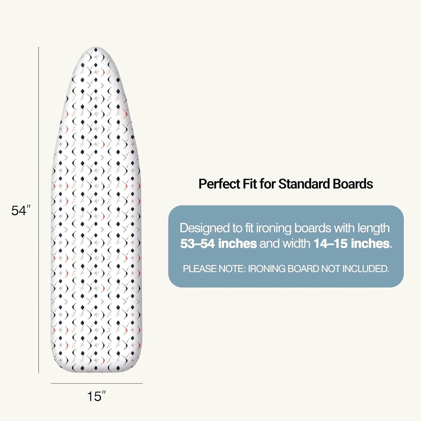 UniSimp Ironing Board Cover - Extra Thick Natural Cotton, Scorch & Stain Resistant | 15"x54" Size