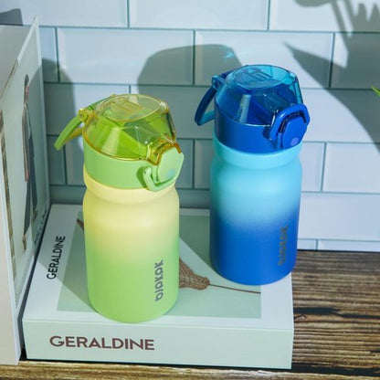 BJPKPK Insulated Water Bottle - 14oz Stainless Steel Flask with Straw & Leak-Proof Lid | Lime Color