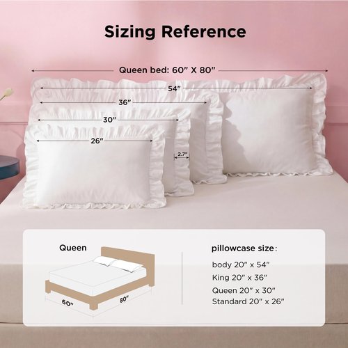 Bedsure Ruffle Body Pillow Covers, Ruffled Long Pillowc Shams, Double Brushed Microfiber Ruffled Pillow Case Covers with Envelope Closure, Blush Pink, 20" x 54"