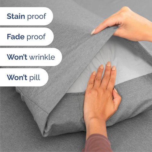 Cal King Size 4 Piece Sheet Set - Comfy Breathable & Cooling Bed Sheets Set - Hotel Luxury Bedding for Women, Men, Kids, Teens, Boys & Girls - Deep Pockets and Wrinkle Free - Grey (Heathered Sheets)