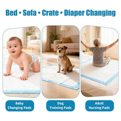 100 Count Disposable Bed Pads 30" x 36" for Adults, Kids & Pets – Super Absorbent Chucks Pads with Waterproof Backing, Leakproof Incontinence Underpads, Soft Non-Woven Top, Bed & Furniture Protection