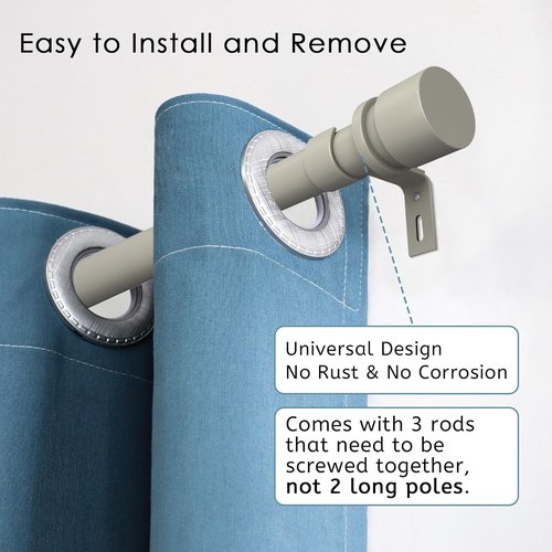 Byondeth Curtain Rods - Adjustable 16 to 60 Inches | 1-Inch Diameter with Brushed Nickel Finish