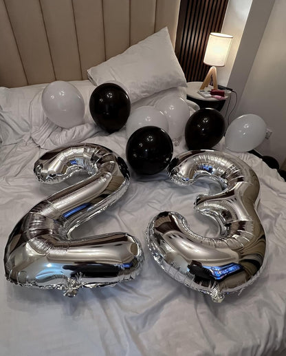 Silver Number 12 Balloon - 40 Inch Giant Foil Balloon for 12th Birthday Party Decorations