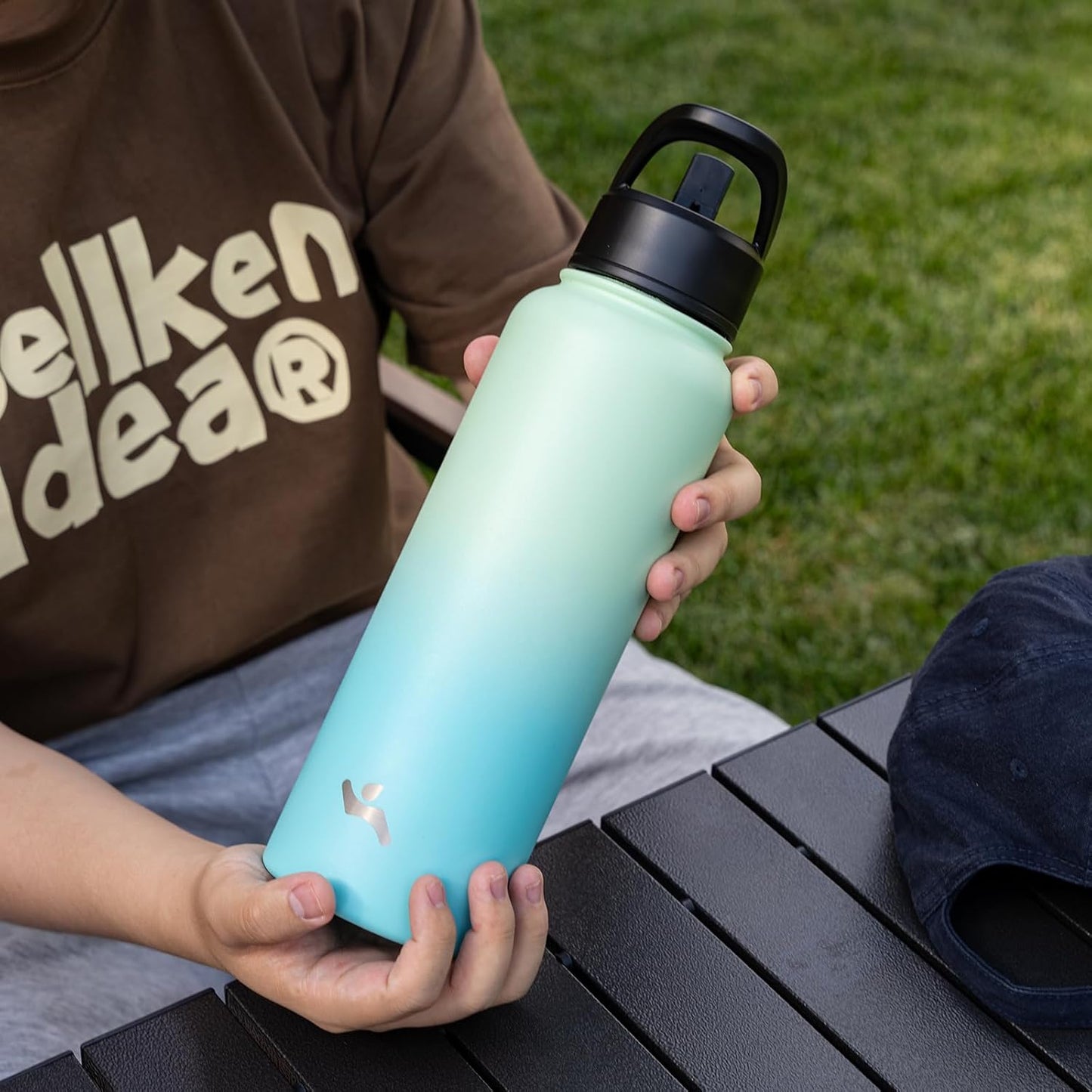 Skiennix 22oz Stainless Steel Insulated Water Bottle - 3 Lids, Mint Color