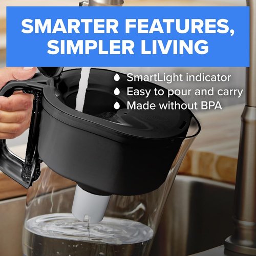 Brita Metro Water Filter Pitcher - BPA-Free, SmartLight Indicator, 6-Cup Capacity, White | Eco-Friendly Design