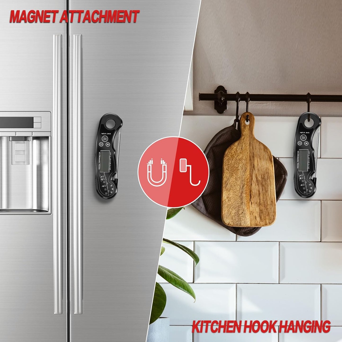 Meat Thermometer Digital - Instant Read Cooking Thermometer with Backlight LCD & Calibration