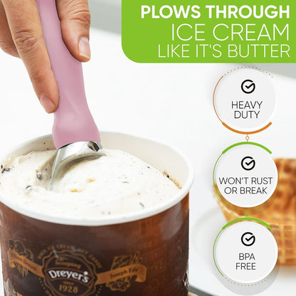 Spring Chef Ice Cream Scoop - Professional Heavy-Duty Scooper with Soft Grip Handle | Ideal for Gelato & Sorbet