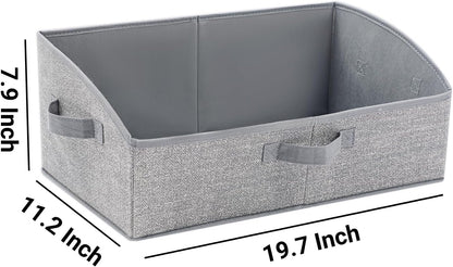 Skiennix Foldable Closet Organizers - Large Capacity Storage Boxes with Handles | Grey 3-Pack