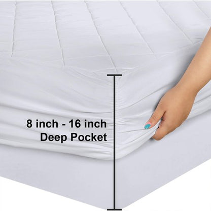 Utopia Bedding Quilted Fitted Mattress Pad, Full XL Size, Elastic Fitted Mattress Topper Protector and Cover with Deep Pocket Stretches up to 16 Inches, Machine Washable (White)
