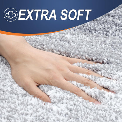 OLANLY Bathroom Runner Rug - Extra Soft Microfiber Mat with Rubber Backing | Quick Dry, Washable, 59x20, Light Grey