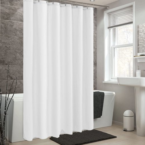 ALYVIA SPRING Short Shower Curtain Liner Fabric Waterproof - 72" x 66", Soft & Lightweight Shower Curtain with Magnets, Machine Washable - 72x66, White