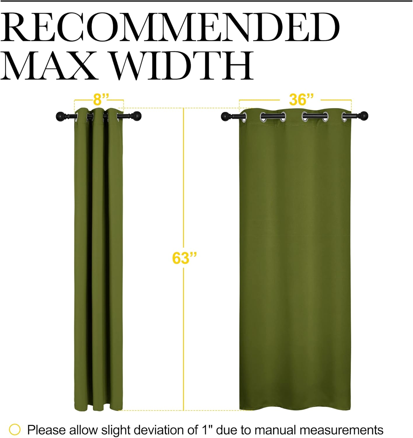 NICETOWN Blackout Curtains - Thermal Insulated Grommet Drapes for Living Room | Olive Green, 42x63 Inches
