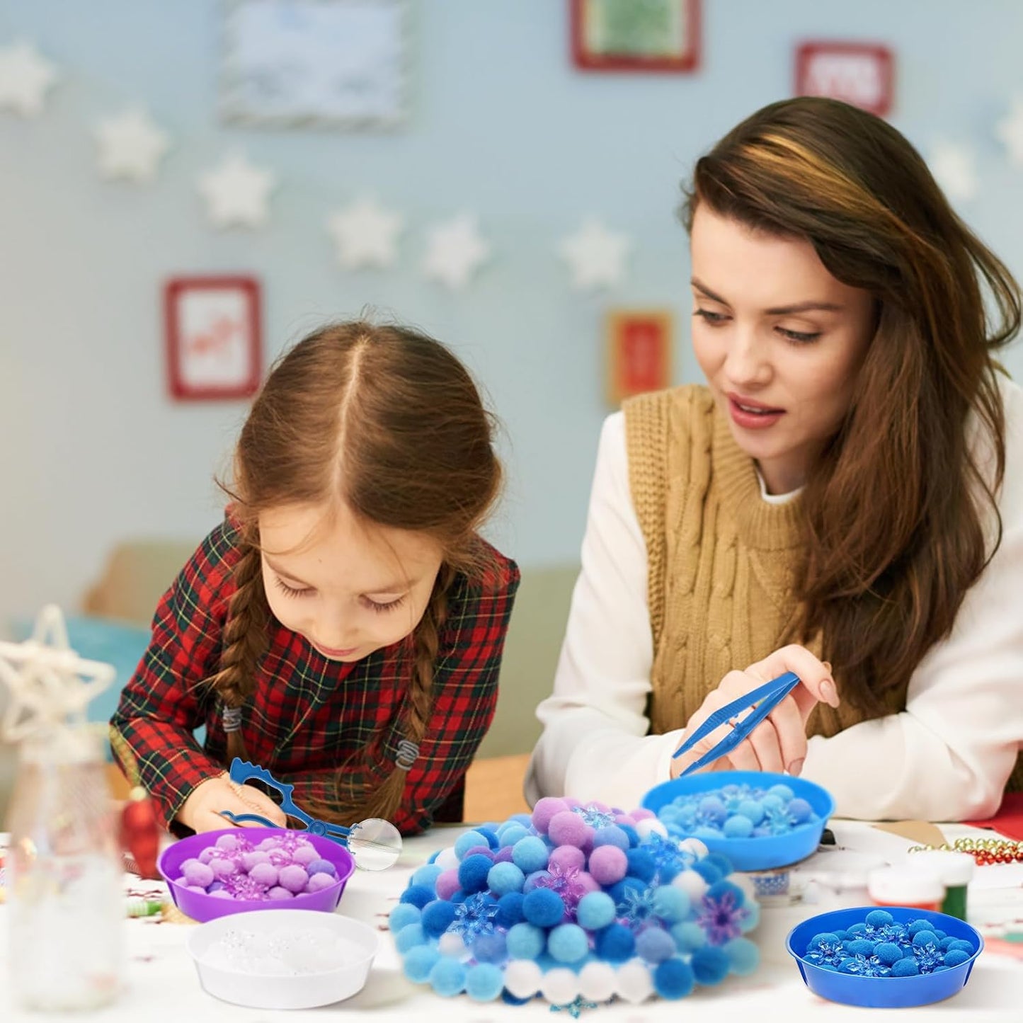 Skiennix Winter Sensory Bin Items - 208 Pcs Acrylic Snowflake Counting & Sorting Decor