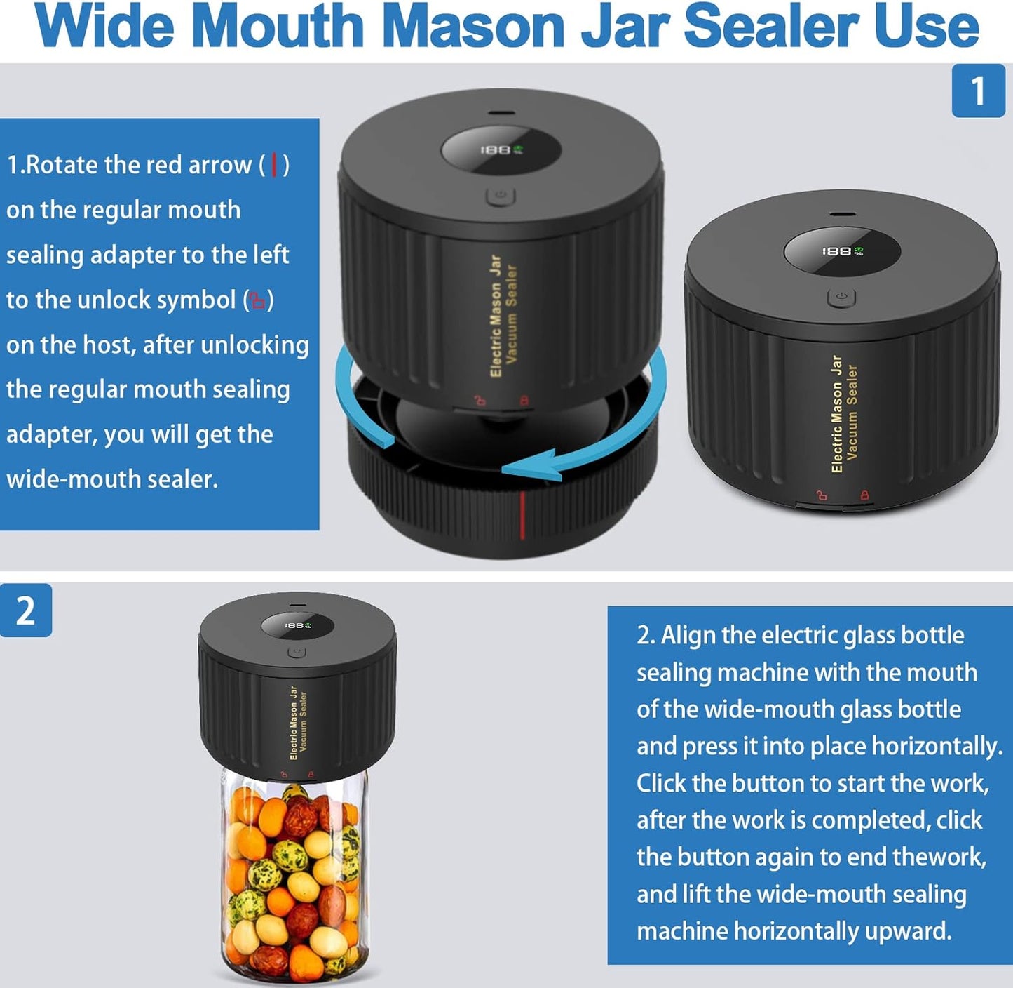 Skiennix Electric Mason Jar Vacuum Sealer Kit - Black & Green for Fresh Food Storage